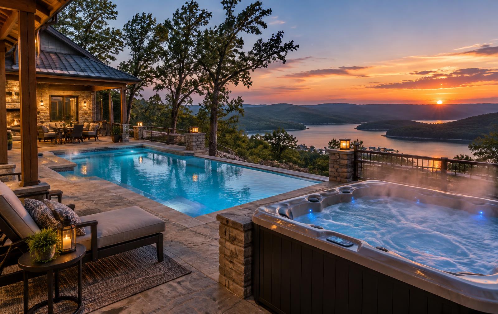 A clear pool overlooking Table Rock Lake in the Ozarks